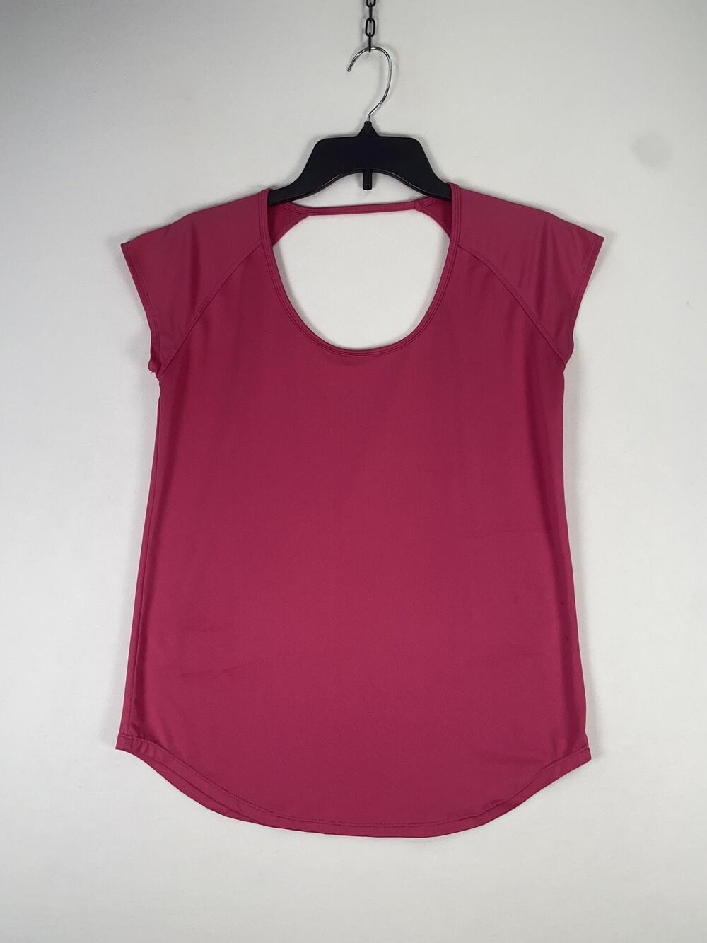 T-shirt Womens Large Pink Scoop Neck Cap Sleeve Open Back Athletic Stretch Top